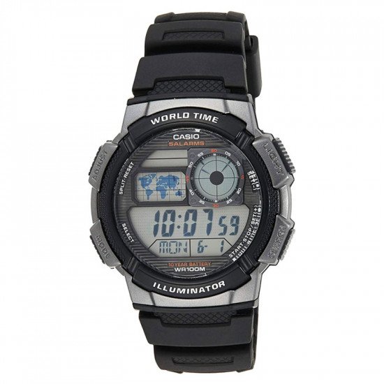 Casio Men's AE1000W/1A2V Black Resin Quartz Watch with Digital Dial & 5 Alarms