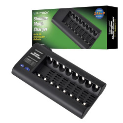 Lloytron 8 Bay Battery Charger for AAA and AA Rechargeable Batteries