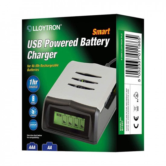 Lloytron USB Powered AA/AAA Smart Battery Charger B1527