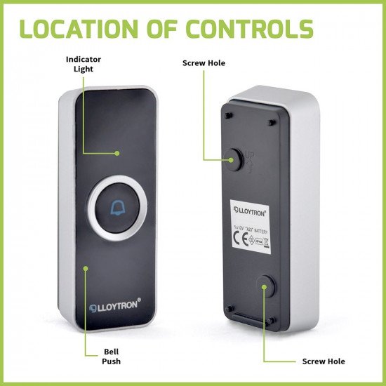 Lloytron MIP3 Wireless Cordless Doorbell Push Transmitter Only - Black - OPEN BOX