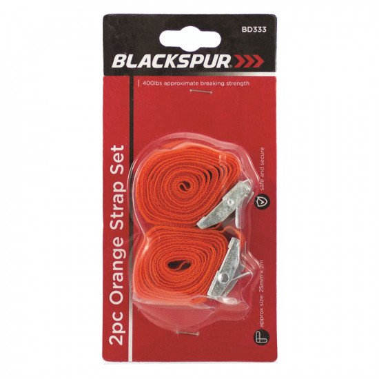 Blackspur Tie Down Strap Set 25mm x 2m Orange