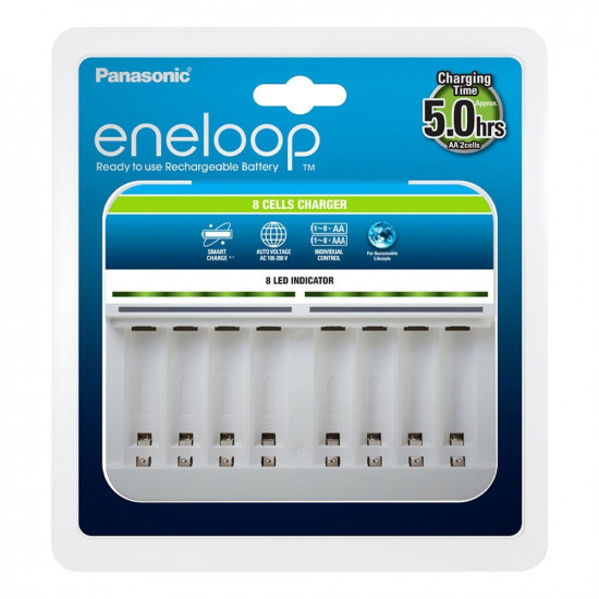 Panasonic Eneloop 8 Bay AAA and AA Battery Charger for NiMh Batteries - BQ-CC63