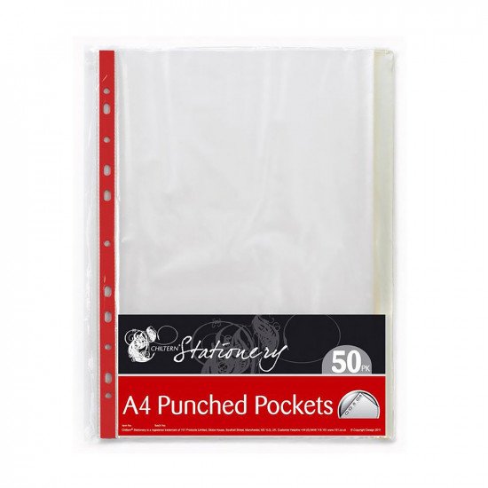 A4 Clear Punched Pouch/Pockets for Ring Binders and Lever Arch Files - 40PK