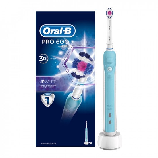 Oral-B Pro 600 3D White Rechargeable Electric Toothbrush