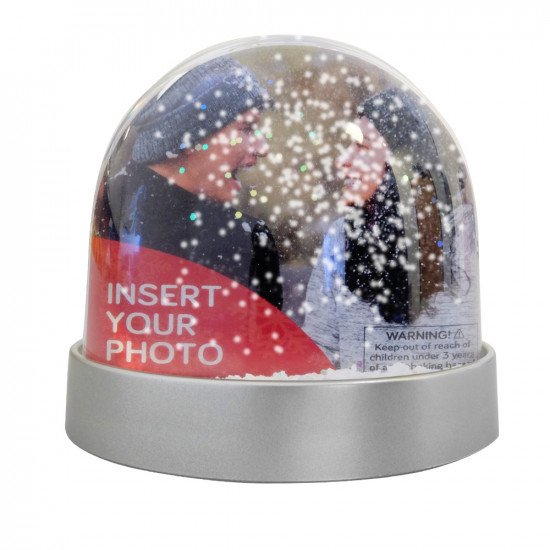 Christmas Snow Dome Personalise Your Own Photo Snow Globe Metallic