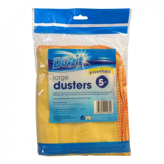 Duzzit Soft and Strong Large Yellow Dusters / Cloths - 5 Pack  