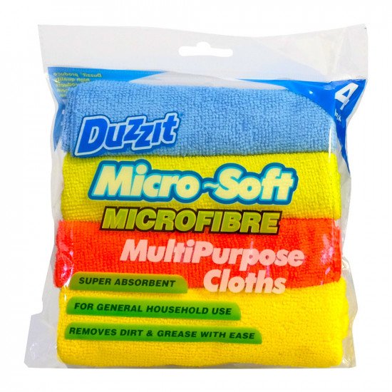 Duzzit Microfibre Cloths, Multi Surface Cleaning 4 pack 30 x 30cm