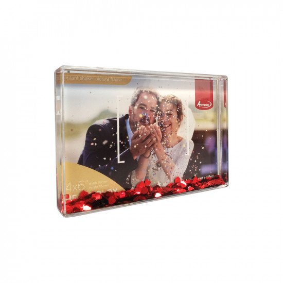 Heart Photo Blox With Red Heart Confetti And Glitter 4 x 6