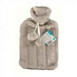 Ashley Hot Water Bottle With Plush Faux Fur Cover - Light Grey