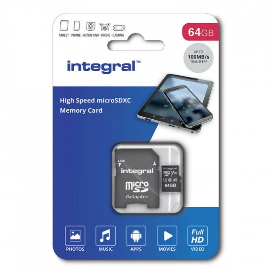 Integral Micro SD Memory Card High Speed SDXC V10 UHS-1 U1 64GB