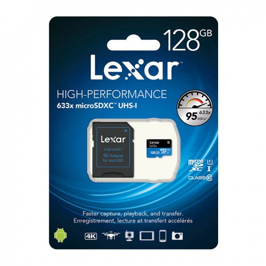 Lexar 633x HS Micro SDXC Card UHS-I C10 with Adapter - 128GB