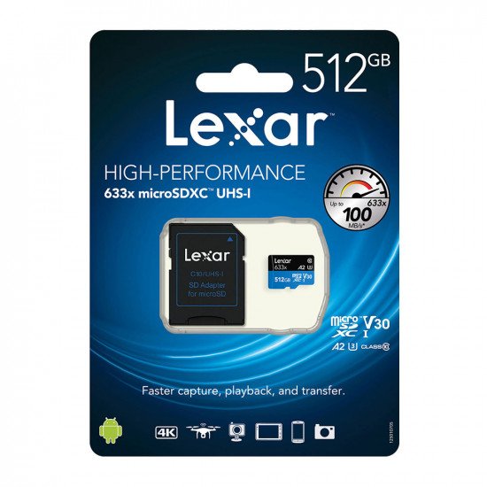 Lexar 633x HS Micro SDXC Card UHS-I C10 with Adapter - 512GB