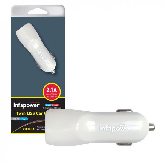 InfaPower Universal Twin USB Car Charger 12V - 2.1A