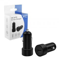 Pama Dual In-Car USB Charger with 1x Type-C PD & 1x USB-A QC - 3A - LAST ONE!