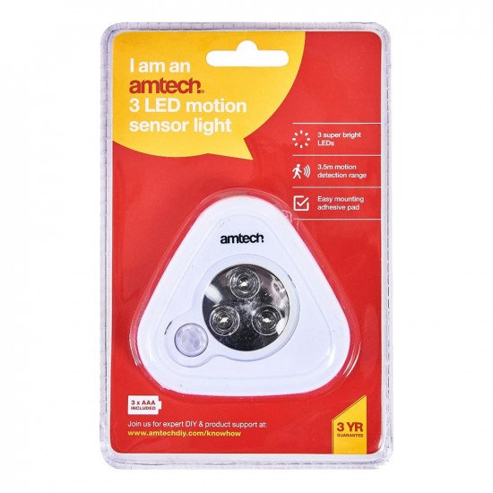 Amtech Stick Up Compact 3 LED Motion Sensor LED Light 