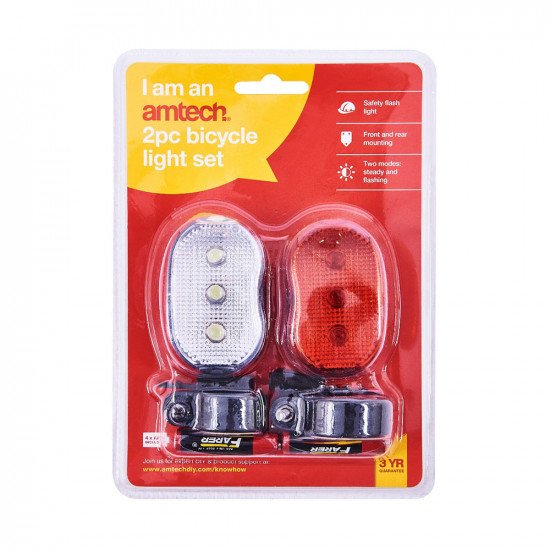 Amtech LED Front & Rear Bicycle Light Set
