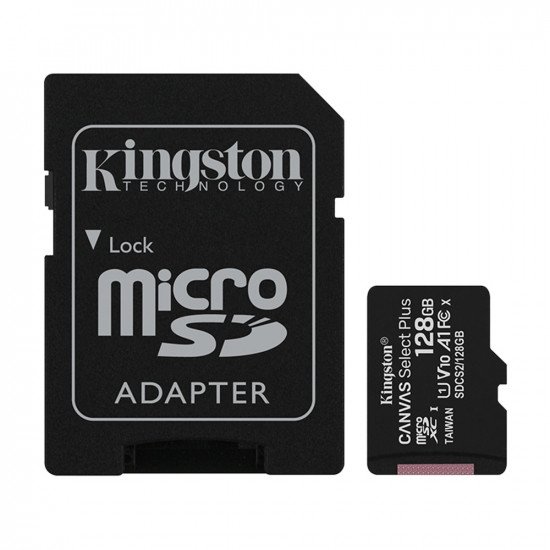 Kingston Canvas Select Plus MicroSDXC Memory Card 100MB/s UHS-1 U1 A1 V10 Class 10 with Adapter - 128GB