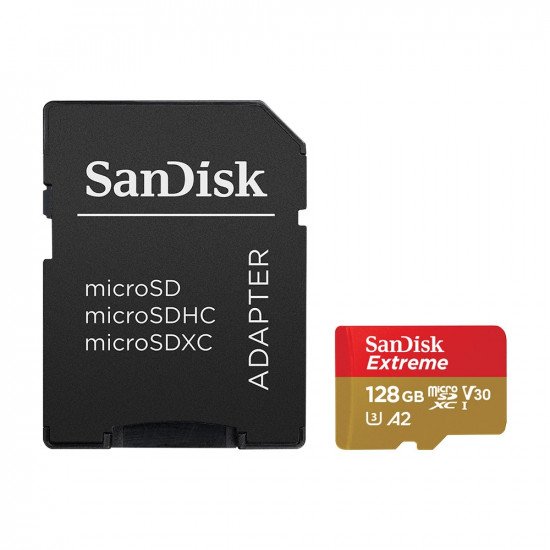 SanDisk Extreme Micro SDXC Micro SD Memory Card Class 10 UHS-1 U3 4K A1 160MB/s Inc SD Card Adapter - 128GB