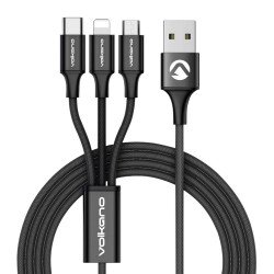 Volkano Trio 3-In-1 Mobile Phone / Tablet USB Charging Cable - Lightning / Type C / Micro 