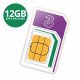 3 PAYG 4G Trio Data SIM Pack Preloaded with 12GB of Data Three Size Card - UK & WORLDWIDE