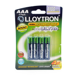 Lloytron AAA Rechargeable Batteries NiMH ACCU DIGITAL High Capacity 1100mAh - 4 Pack