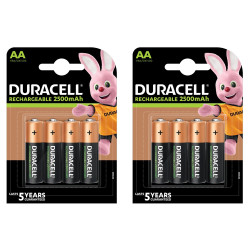 Duracell Rechargeable AA 2500mAh batteries - 8 Pack