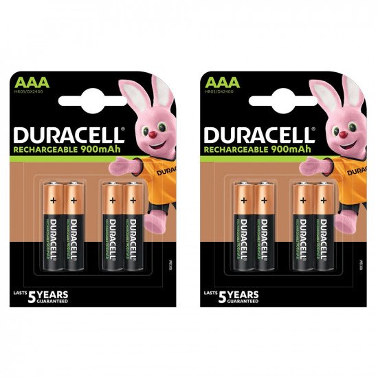 Duracell Rechargeable AAA 900mAh Batteries - 8 Pack