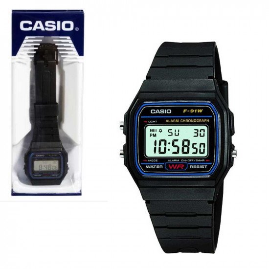 Casio Classic Digital LCD Watch with Stopwatch, Timer, Alarm, Water Resistant etc. F-91W-1YER 