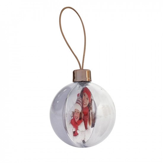 DIY Christmas Bauble Clear/Ice White Back With Rose Gold Top and Rose Gold Hanging String
