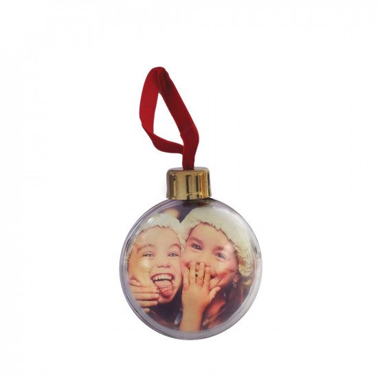 DIY Christmas Bauble Clear/Red Back With Antique Gold Top and Red Velvet Hanging String