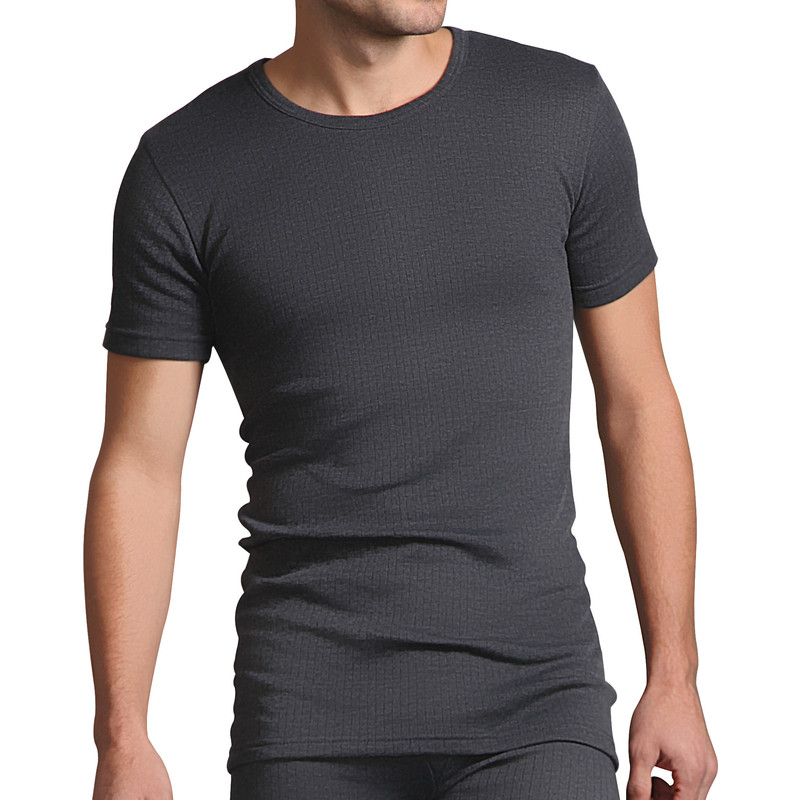 Hot Stuff Co Mens Thermal Short Sleeve T Shirt Brushed Inside Grey Small