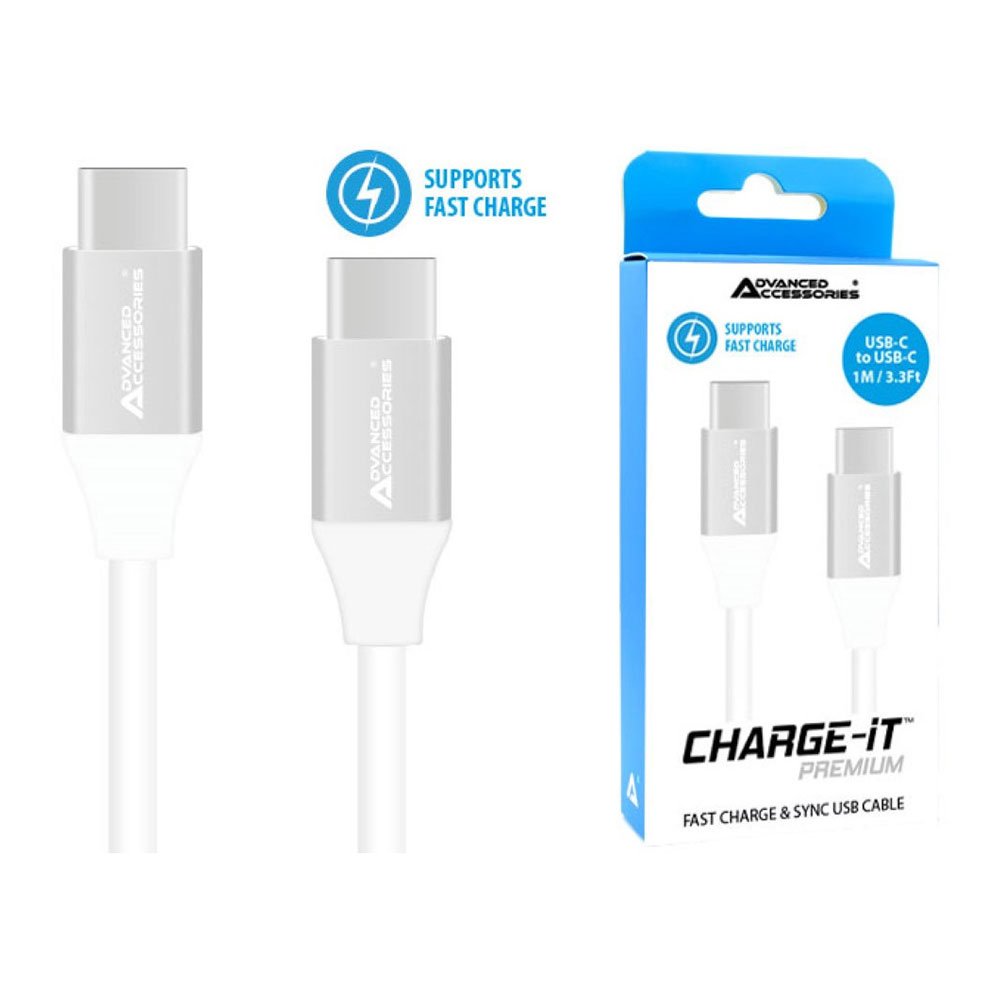 Aa Charge It Premium Usb C To Usb C Cable Supports Fast Charge Up To 60w 1 Metre White