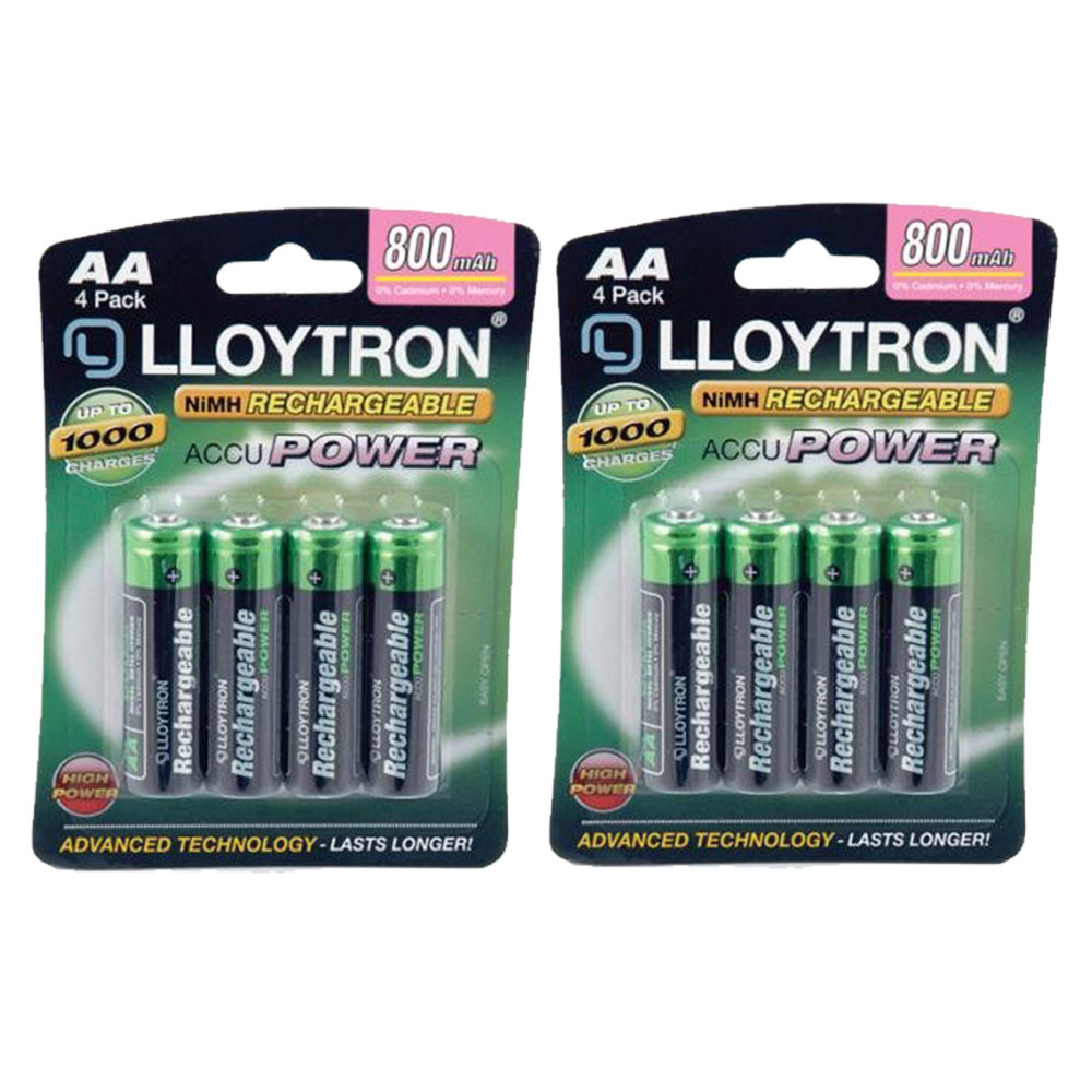Lloytron Aa Rechargeable Batteries Nimh Accu Digital 800mah Capacity 8 Pack