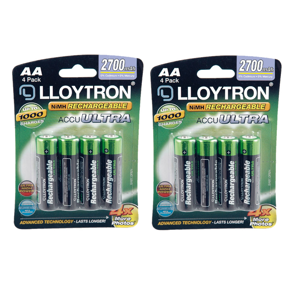 Lloytron Aa Rechargeable Batteries Ni Mh Accu Digital High Performance 2700mah 8 Pack