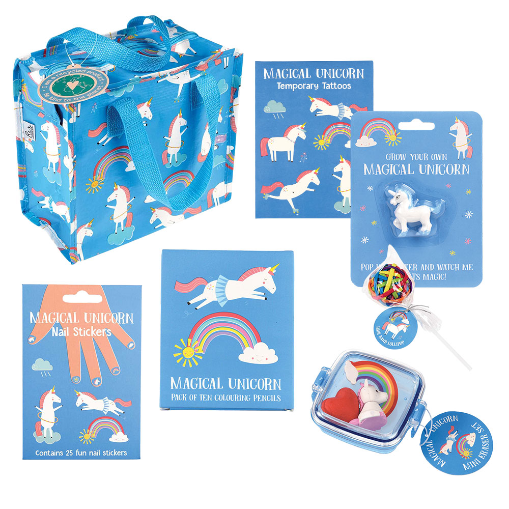 Rex London Recycled Magical Unicorn Children’s Party Gift Bag Set - Includes 7 Items from the Magical Unicorn Range
