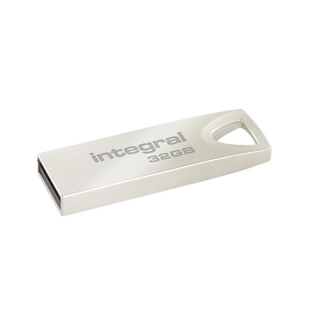 Integral Metal Arc USB 2.0 Flash Drive - Silver - 32GB
