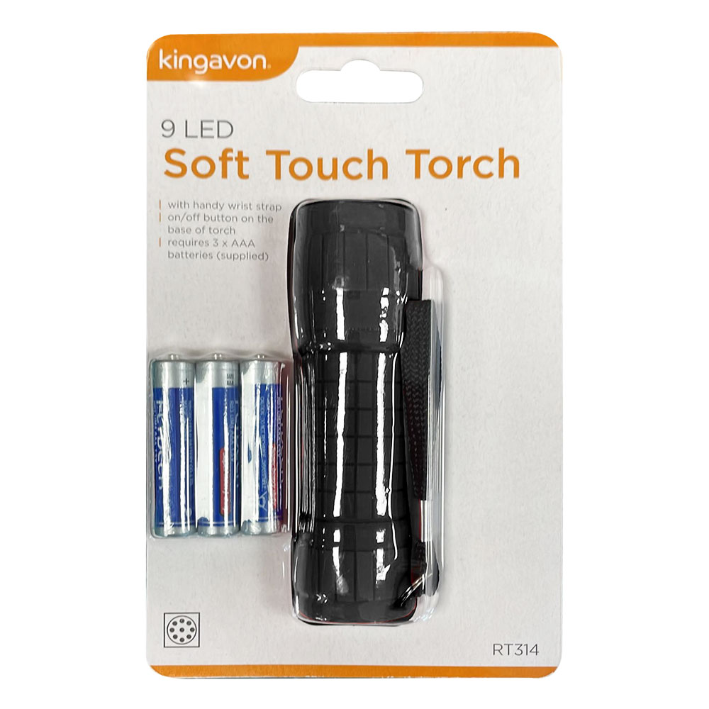 Kingavon 9 Led Soft Touch Torch Black