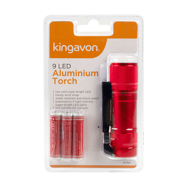 Kingavon 9 LED Aluminium Torch - Red