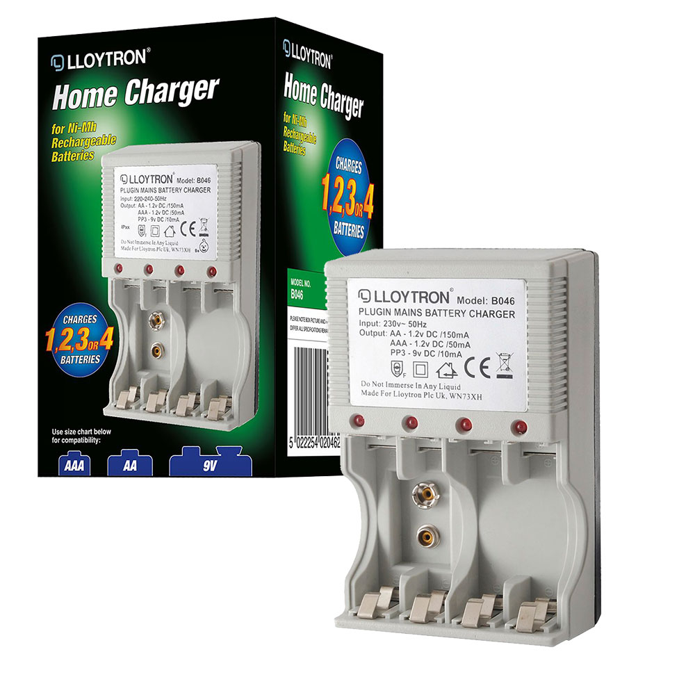 Lloytron 4xAA/AAA+9v Plugin Battery Charger for NiMH Batteries B046 B046 5022254020462