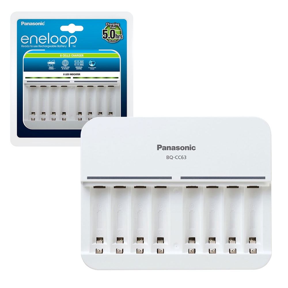 Panasonic Eneloop 8 Bay Aaa And Aa Battery Charger For Nimh Batteries Bq Cc63