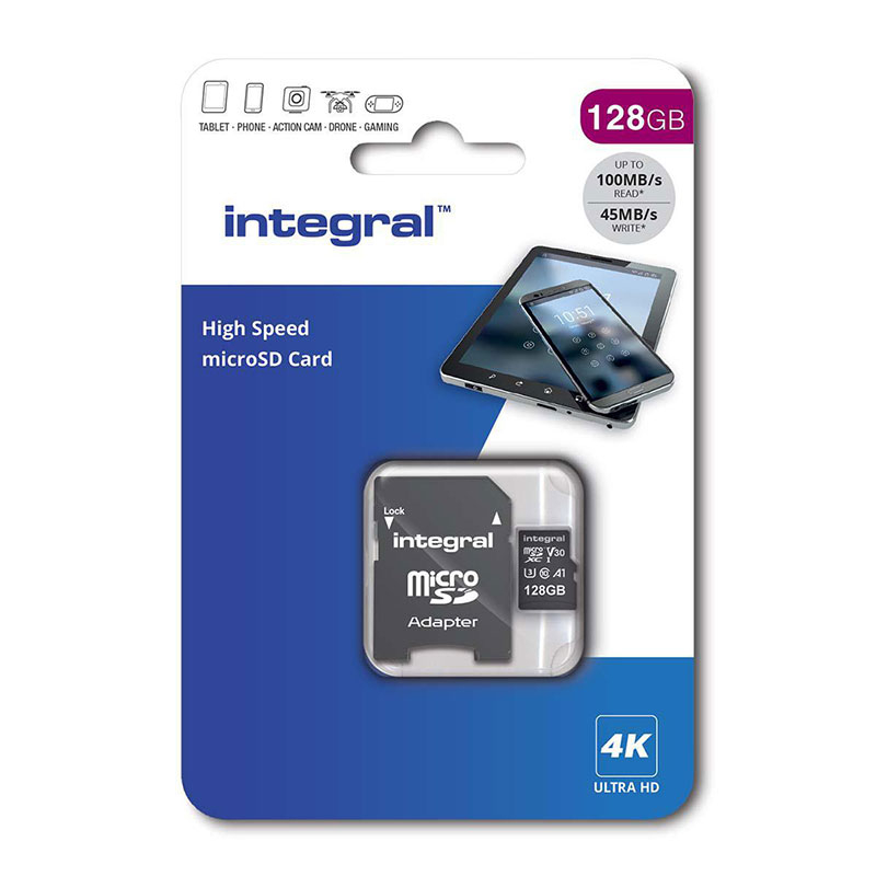 Integral Micro SD Memory Card High Speed SDXC V30 UHS-1 U3 128GB