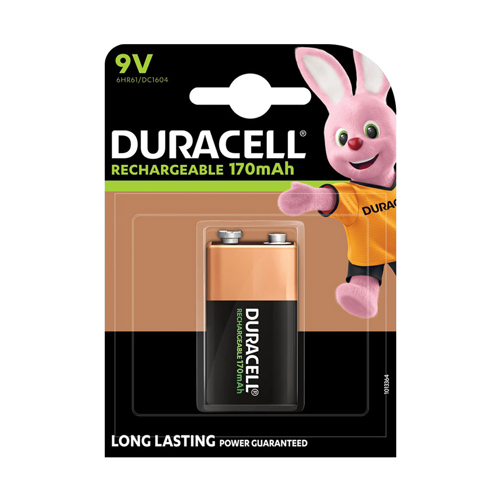 Duracell Rechargeable Nimh Rechargeable Battery 9v Pp3 Mn1604 6lr61 Capacity 170mah