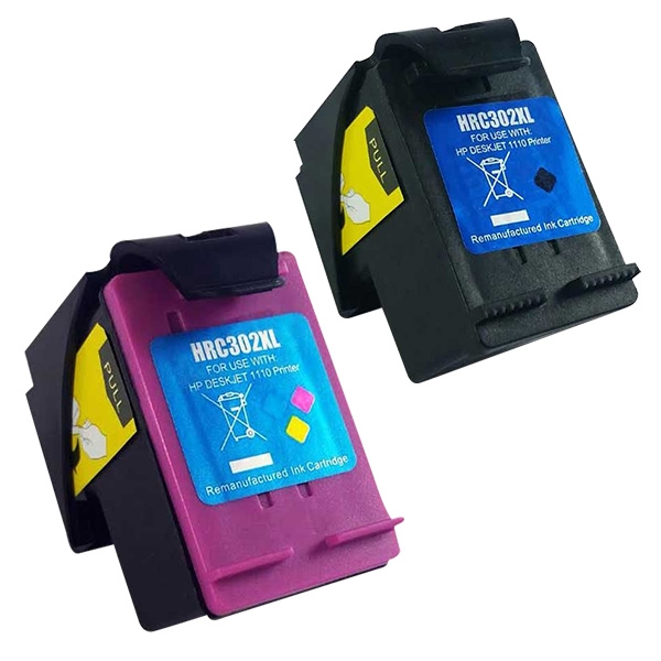 Remanufactured Hp 302xl High Capacity Black And Colour Ink Cartridges
