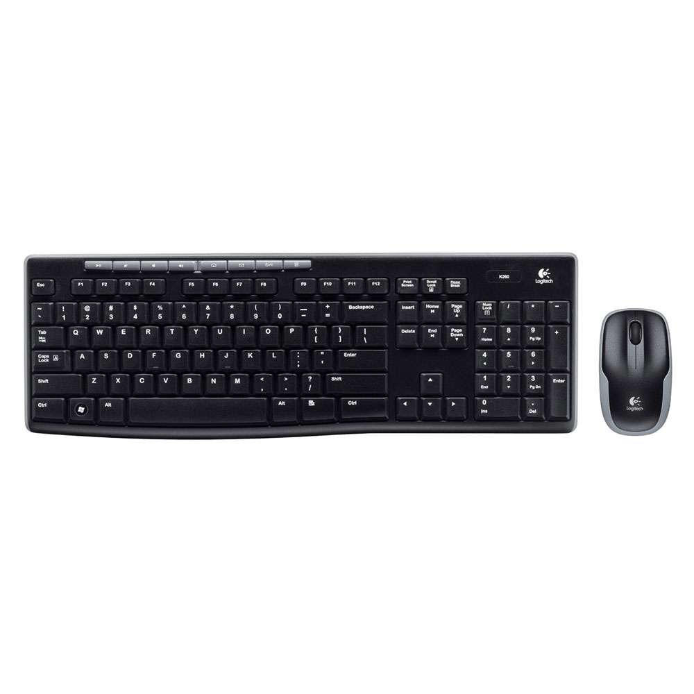 Logitech MK270 Wireless KeyBoard and Mouse Desktop Combo Set in Black - UK QWERTY Keyboard Layout