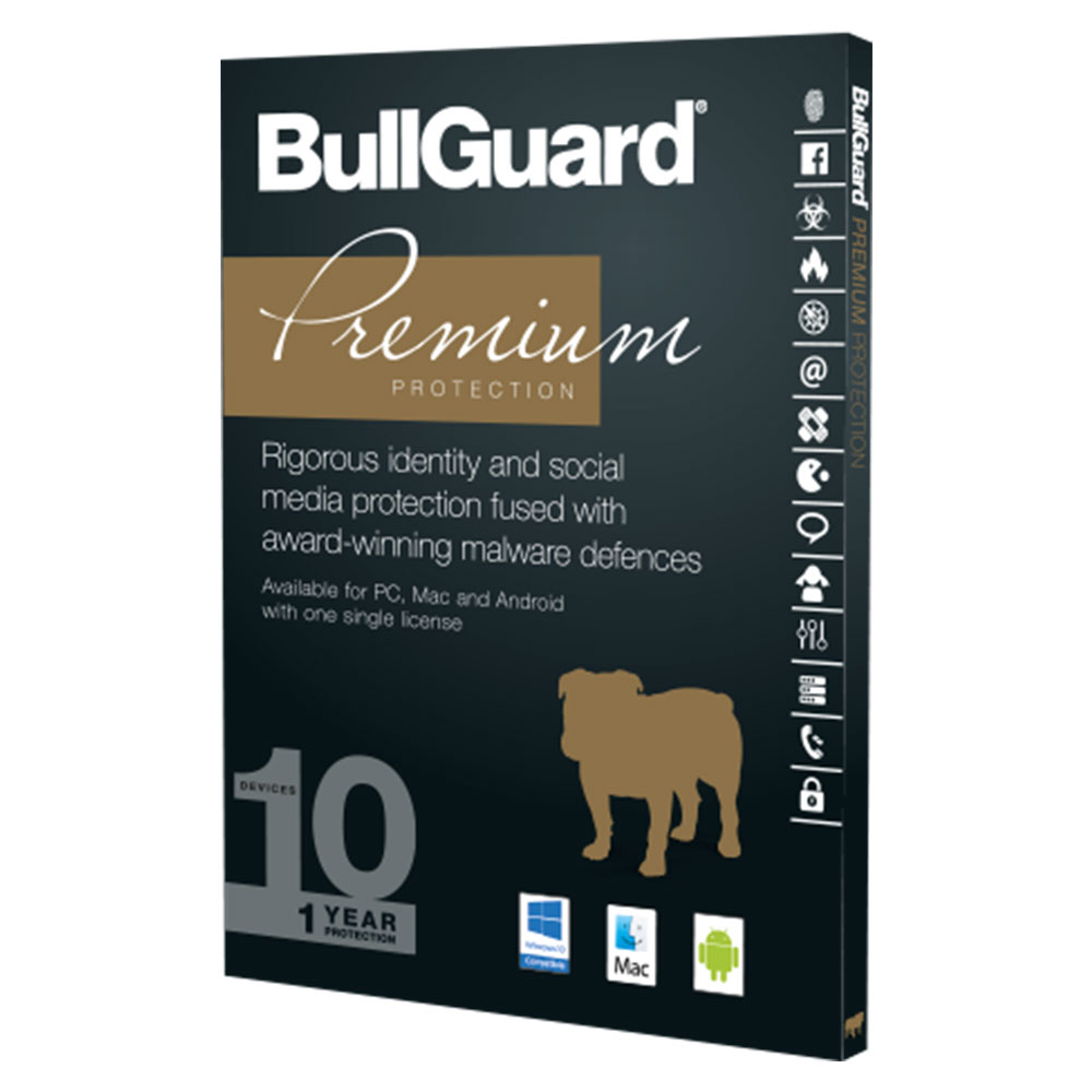 Bullguard Premium Protection 2017 1 User Multi Device License, 1 Year 10 Devices + 25GB Online Backu