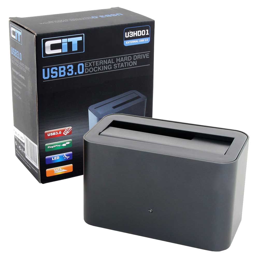 CiT 2.5/3.5 USB 3.0 SATA Aluminium External Hard Drive Docking Station Grey