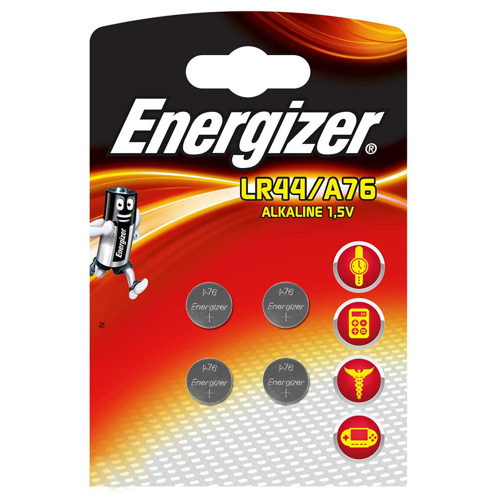 Energizer A76 LR44 AG13 SR44 Alkaline Button Cell Batteries - Value 4 Pack