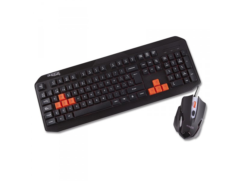 Approx Quasar USB Multimedia Keyboard & Mouse Gaming Desktop Kit Red LED