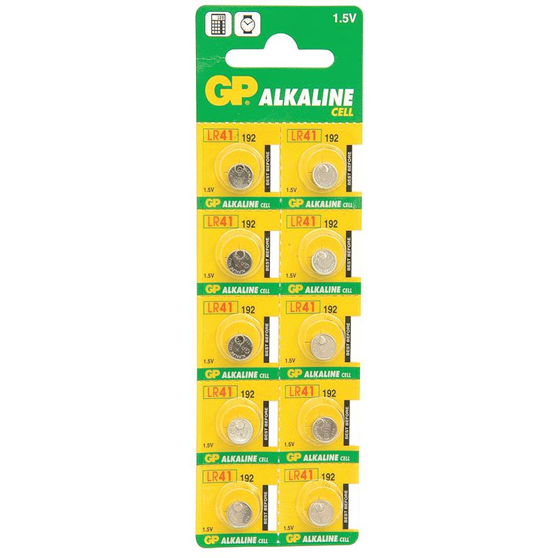 GP LR41 192 AG3 GP192 GP92 L736 V36A 1.5v Alkaline Button Cell Batteries - Value Pack of 10