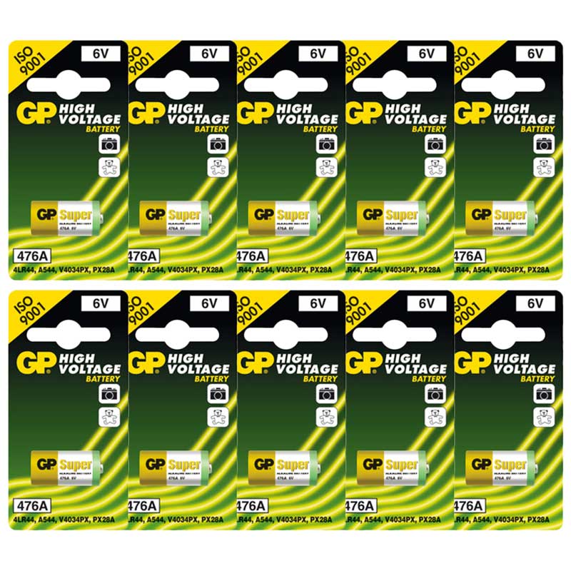 GP Battery - 476A (4LR44 / PX28A / V28PX / K28A / V34PX) 6 Volt Alkaline Battery - Pack of 10